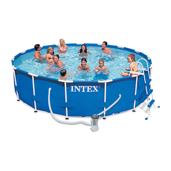 Runder oberirdischer Pool H107 x 457 cm mit Leiterpumpe und Intex-Rahmenabdeckungen prezzo