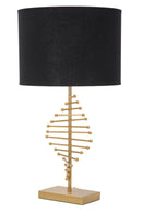 Lampada da Tavolo Glam Sticky Ø34x65 cm in Ferro Plastica e Poliestere Nero e Oro