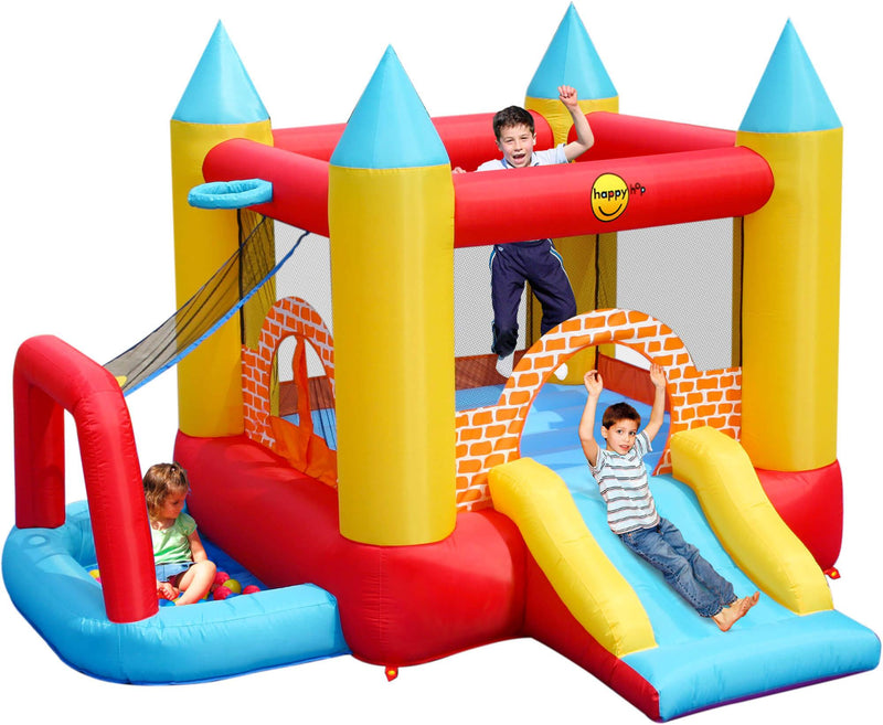 Castello Giostra Gonfiabile con Pompa Happy Hop 4 in 1