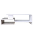 Tavolino da Salotto Design Moderno 106,5x60x34,5 cm in MDF Bianco e Cemento  