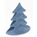 Portacandele albero metallo azzurro cm 25x13xh28