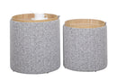 Set 2 Pouf con Contenitore  in Poliestere Sasha Grigio Chiaro