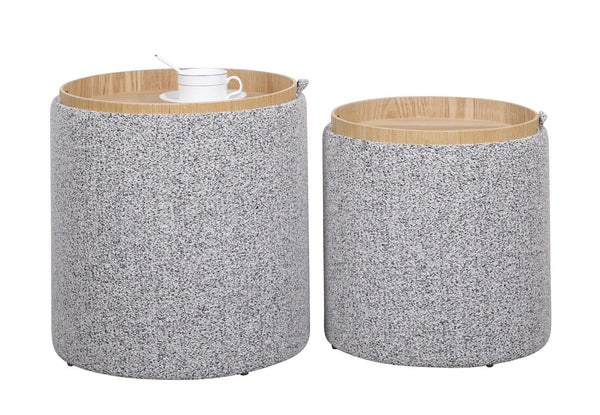 Set 2 Pouf con Contenitore  in Poliestere Sasha Grigio Chiaro prezzo