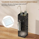 Portaombrelli Moderno 15,5x15,5x49 cm con Raccogligocce e Ganci in Metallo Nero      