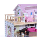 Casa delle Bambole per Bambini a 4 Piani in Legno con Accessori Rosa 60x30x80 cm 