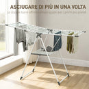 Stendibiancheria a 2 Livelli 156,5x61,5x97 cm Regolabile su 4 Altezze in Metallo e Plastica Bianco      