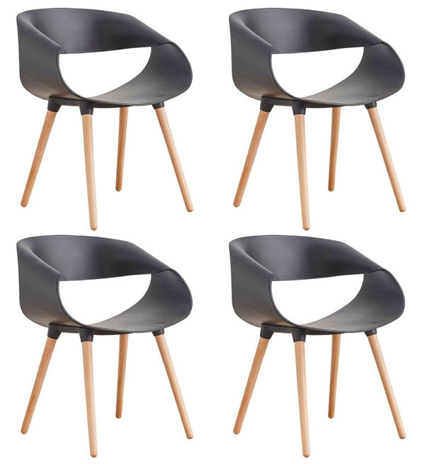 Set 4 Sedie in Polipropilene 45x71x60 cm Gambe in Faggio Fold Nero online