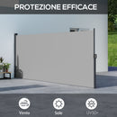 Tenda Laterale Retrattile 400x160 cm con Maniglia in Metallo Alluminio e Poliestere Grigio Chiaro    