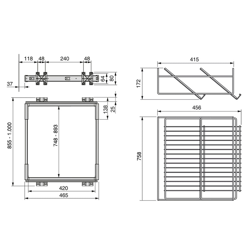 Cassetto Porta Scarpe Scarpiera per Armadio 90 cm Emuca Grigio Metallizzato