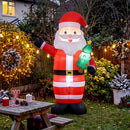 Babbo Natale Gonfiabile Gigante 150x78x243 cm con Albero di Natale Luci LED Gonfiatore e Borsa Portaoggetti in Poliestere Rosso      
