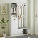 Mobili Ingresso 100x30x180 cm Appendiabiti con Panca Porta Scarpe in MDF Bianco      