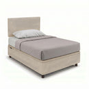 Letto Singolo Contenitore Imbottito Microfibra Sabbia BoxMax Testata Flat Varie Misure