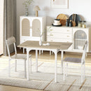 Set Tavolo e 2 Sdie da Giardino in Metallo e Legno Naturale