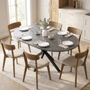 Tavolo Pranzo Allungabile 4-6 Posti 135x100x75 cm con Prolunga a Farfalla e Base a X in MDF e Acciaio Marmo Nero      