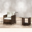 Set 3 Pezzi da Giardino con 2 Poltrone con Cuscini e Tavolino da Caffè in Rattan PE e Acciaio Marrone e Crema      