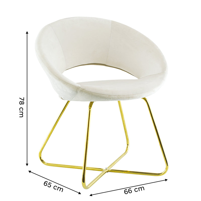 Poltrona Imbottita 66x65x68 cm in Tessuto Effetto Velluto Beige