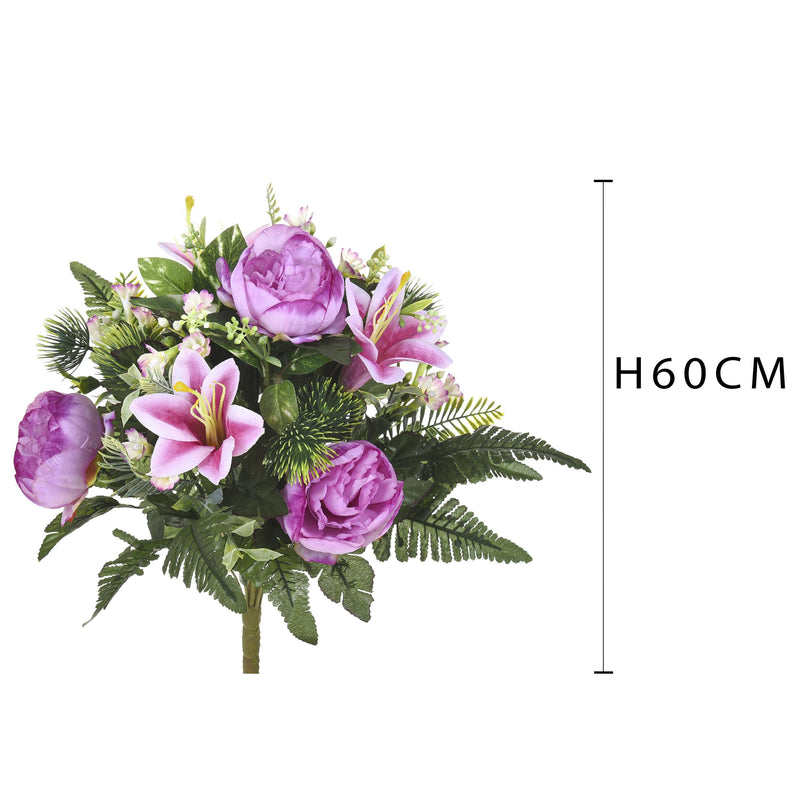 Set 2 Bouquet Artificiale con Peonie Altezza 51 cm 