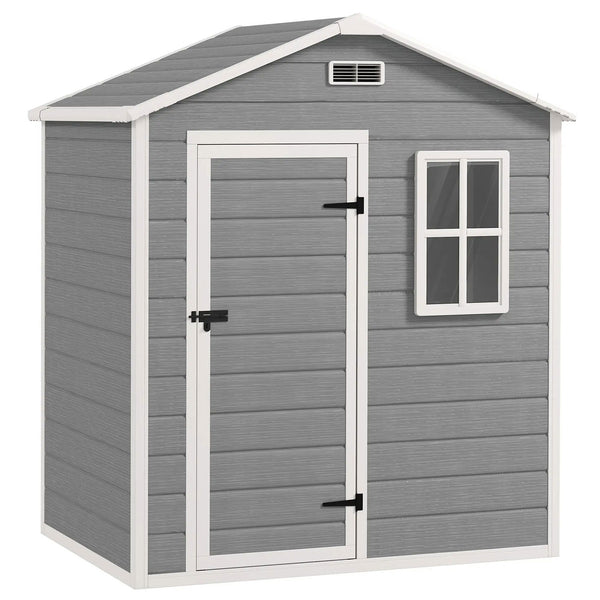 online Capanno da Giardino 182x121x200 cm Box con Pavimento Finestra Porta con Serratura e Prese d'Aria in Plastica Grigio