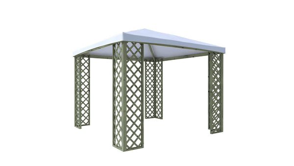 Gazebo da Giardino 300x300 cm Copertura in Telo PVC Fox JT40 Pocket in Legno Verde e Bianco prezzo