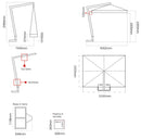 Ombrellone da Giardino Decentrato 2,5x3,5m in Legno Telo in Acrilico Ecrù