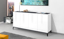 Credenza 4 Ante 160x40x82 cm Sunrise Bianco Lucido e Ardesia