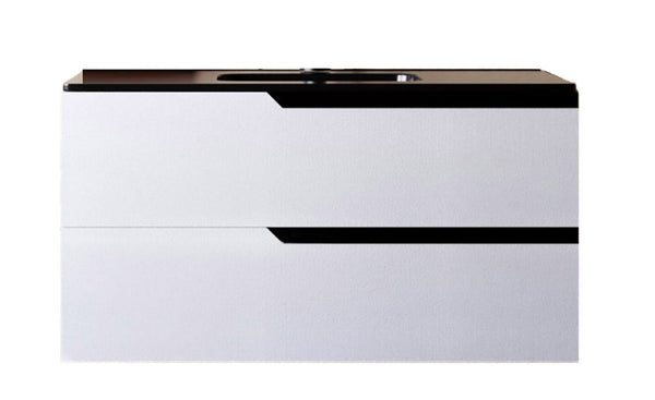 prezzo Mobile bagno 100 cm Sospeso Bianco Porcellana con Lavabo nero Opaco Boston Senza Specchio Bonussi