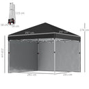 Gazebo da Giardino Pieghevole 297x297x274 cm in Acciaio e tessuto Oxford Nero