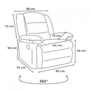 Poltrona Relax Reclinabile Manuale 90x74x130 cm in Similpelle Grigio Scuro