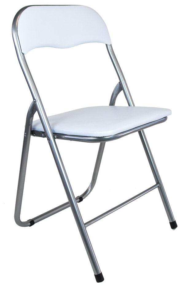 Set 6 Sedie Pieghevole 45x45x45/80 cm in Acciaio e PVC Imbottito Bianca