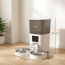 Distributore Automatico Cibo Gatti 6L WiFi 2.4G App con Timer 1-10 Pasti al Giorno 2 Ciotole in Acciaio Inox Bianco      