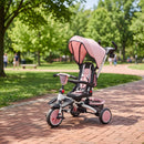 Triciclo per Bambini 6 in 1 con Maniglione di Spinta e Sedile Girevole 111,5x52x98 cm Rosa      