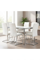 Set 4 Sedie Imbottite 44x58x104 cm Thelma in Ecopelle Bianco