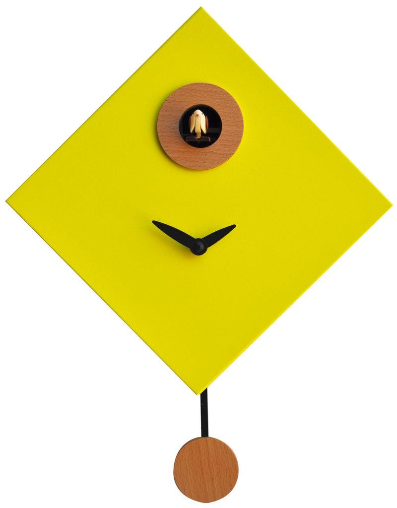 Orologio a Cucù da Parete 25x25x11cm Pirondini Italia Rombino Giallo