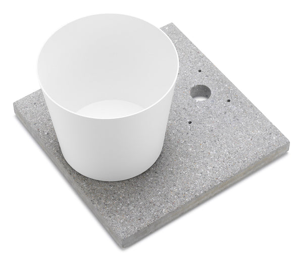 acquista Base con Vaschetta per Fontane con Ghiera Grande 40x40x5 cm in Cemento Belfer 42/BSE/3 Bianco