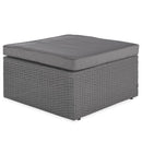 Set Salotto Divano da Giardino con Pouf Contenitore in Polyrattan Grigio Scuro