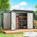Casetta Box da Giardino 234x132x185 cm con 3 Porte Bloccabili in Acciaio Grigio Scuro      