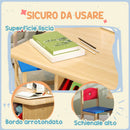 Set Tavolo e Sedie per Bambini con 4 Contenitori per Giochi in Legno e PP   