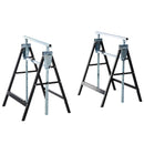 Set 2 Cavalletti da Lavoro Pieghevoli Telescopici Altezza Regolabile in Tubi d'Acciaio 