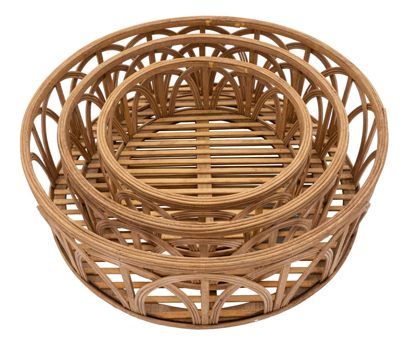 Set 3 Svuota Tasche Fuji Ø 50x16-40x14-30x12 cm in Rattan