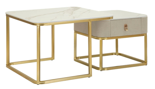 Tavoli da Caffè Beauty Coppia 70x70x48 cm - 50x50x43,5 cm in Pino e MDF e Metallo acquista