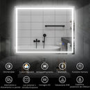 Specchio Bagno da Parete LED Antiappannamento 80x100 cm Speaker Bluetooth e Pulsanti Touch in Vetro Temperato  