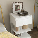 Comodino 39x39x65 cm 2 Ripiani 1 Cassetto in Truciolato Bianco