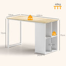 Scrivania Design Compatto 4 Ripiani a Giorno 120x54x75 cm in Legno e Acciaio Bianco e Rovere 