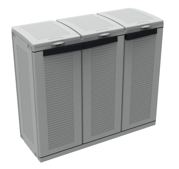 Armadio Per Raccolta Differenziata 102x39x88,7 cm 3 Ante in Polipropilene Ecocab Grigio