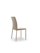 Set 4 Sedie Leda 42x52x96 cm in Tessuto Easy-Clean Gambe Rivestite in Tinta Beige      