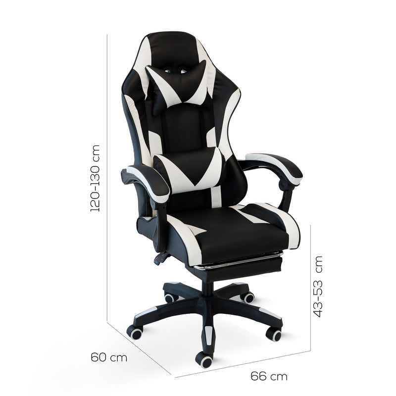 Poltrona Racing Omega con Piedi Nera Bianca Similp