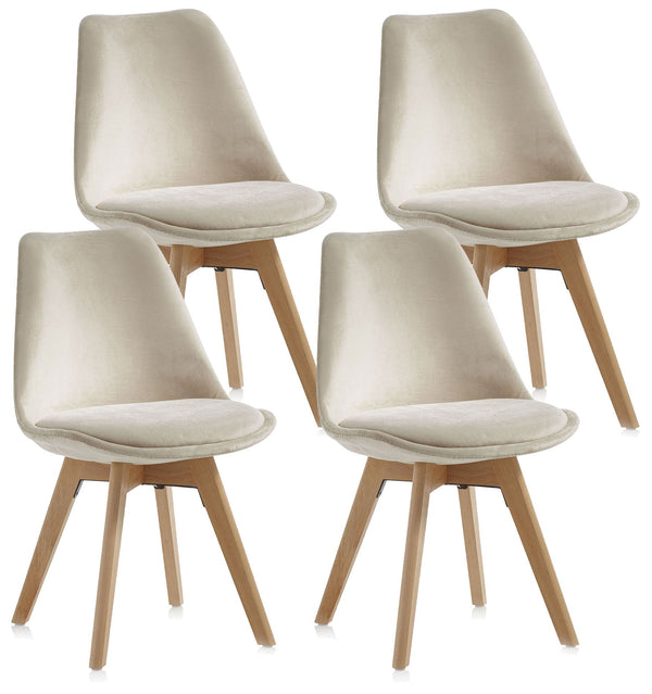 Set mit 4 Stühlen 48,5 x 47 x 81,5 cm in Ecru-Samt sconto