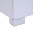 Mobiletto Cassettiera 4 Cassetti 3 Ripiani in Legno e Vetro Temperato Bianco 100x40x116.5 cm 