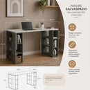 Scrivania Libreria 6 Ripiani 140x60x75 cm Tavolo Porta Computer con Scaffali Libreria in MDF Bianco e Antracite      
