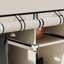 Armadio Salvaspazio 125x43x162,5 cm con Base Rialzata 8 Ripiani e 2 Barre in Tessuto non Tessuto e Acciaio Crema      